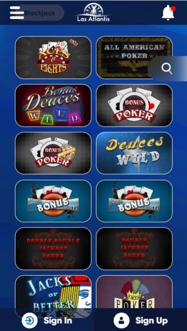 Screenshot of Las Atlantic poker app