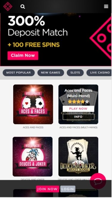 Screenshot of SlotsandCasino video poker app