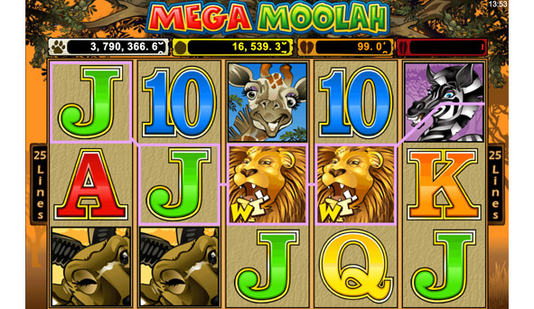 Mega Moolah Progressive Slot Machine Screenshot