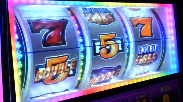 Closeup of a Three Reel Slot Machine