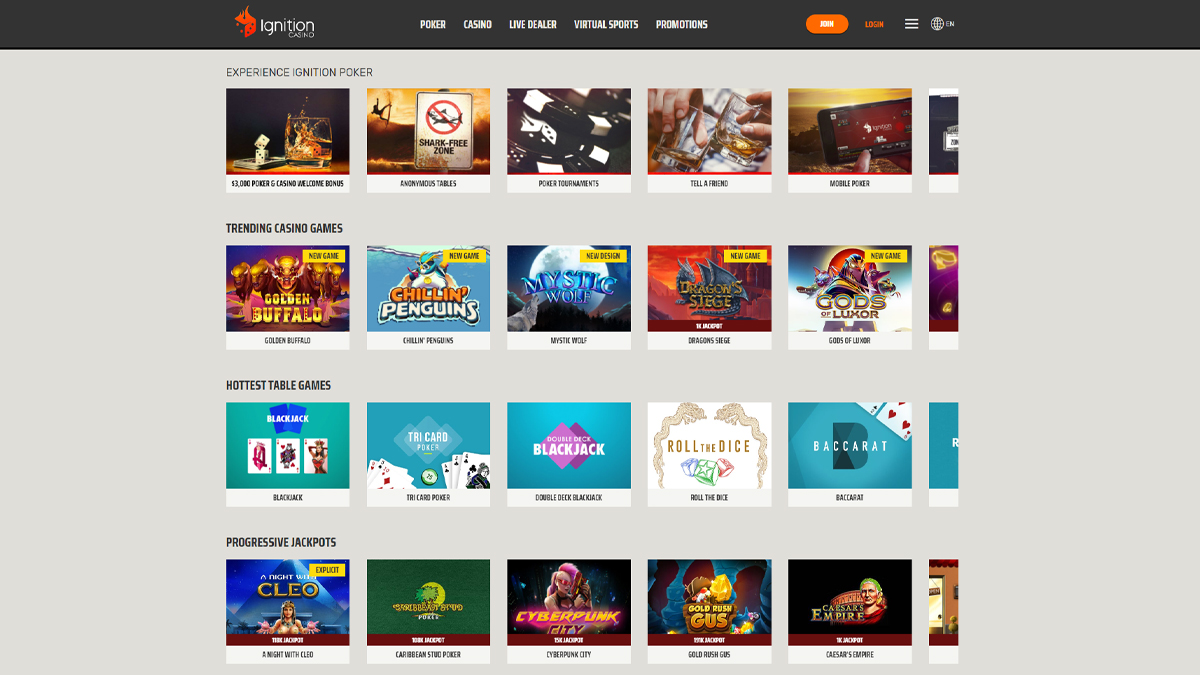 Ignition Casino Screenshot