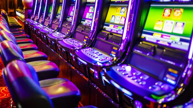 Row of Digital Slot Machines
